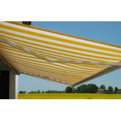 Elektrische Kassettenmarkise T124, Markise Vollkassette 5x3m ~ Acryl Gelb/Weiß