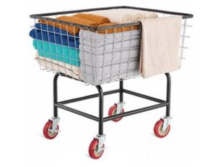 VEVOR Chariot à Linge en Fil Métallique Capacité de 100 L 68x55x67 cm, Panier à Linge Mobile avec Roulettes, Cadre en Acier Chromé, Déplacement en Douceur, pour Buanderie, Chambre, Salle de Bain