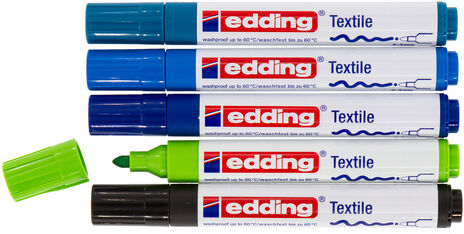 edding Textilmarker, Blautöne, 5 Stifte