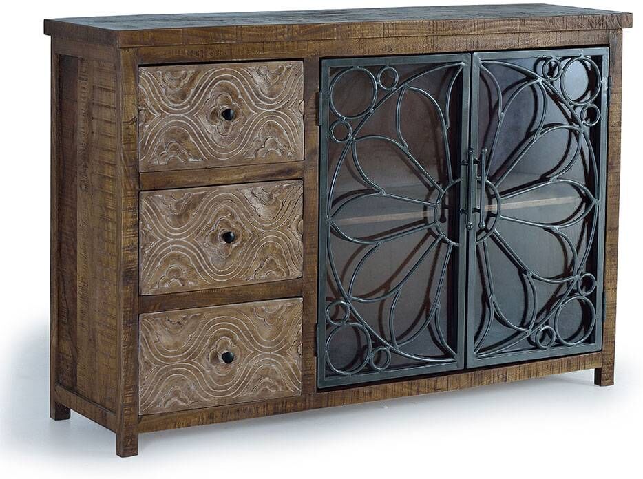 Pharao24.de Sideboard Kommode aus Mangobaum Massivholz mit drei Schubladen