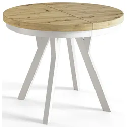 ESSZIMMERTISCH EVO, ausziehbarer Tisch 120 cm bis 220 cm, Farbe: ARTISAN, mit Holzbeinen in Farbe Weiß