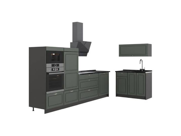Cuisine Fame-Line 380cm sans PT Vert Or Campagne/Anthracite Vicco 64067