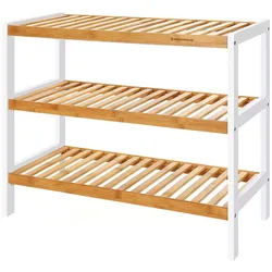 Helloshop26 - Schuhregal Ablage Schuhschrank 3 Ebenen 70 cm Bambus