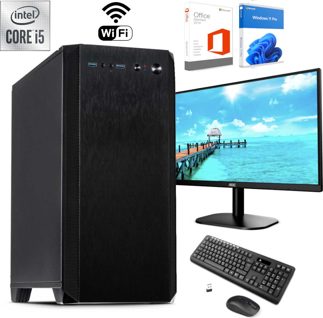 Komplett PC - Office - Multimedia - Intel i5 6x 4,3 GHz 16GB DDR4 Ram 512 SSD WLan Schallgedämmt 24" Monitor - Drahtlose Tastatur und Maus - Office 2019 - Windows 11
