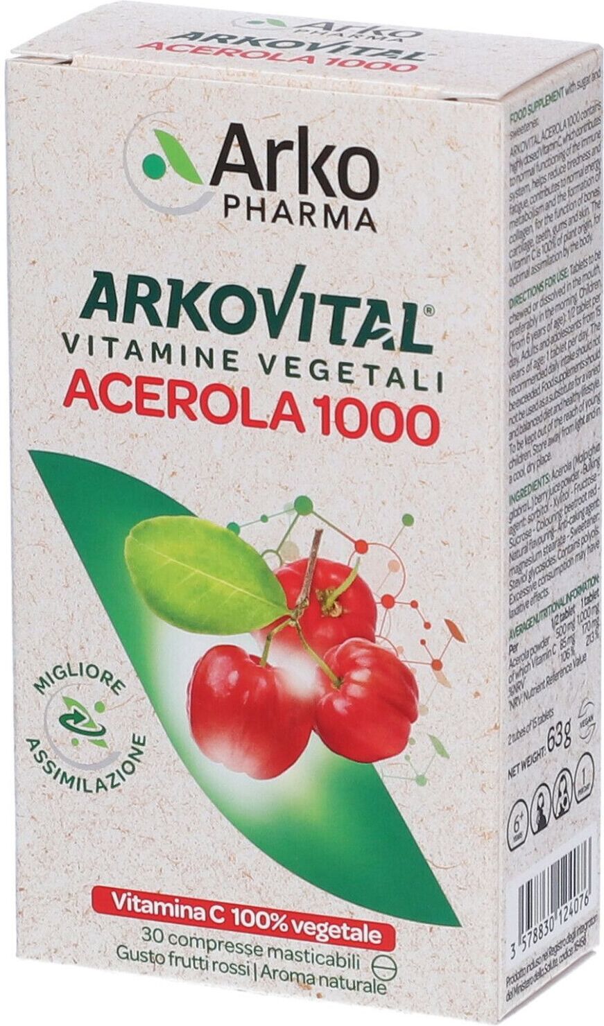 ARKOFARM Srl Arkovital Acerola 1000 Arkopharma 30 Compresse