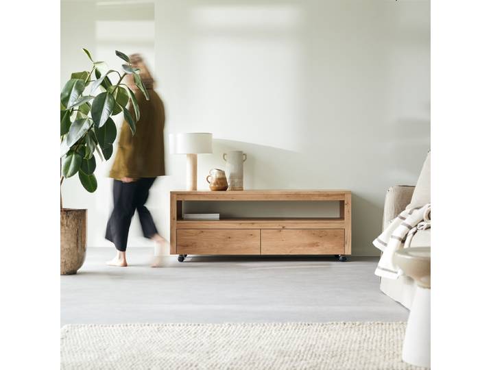 TV-Schrank aus massiver Eiche mit Knoten, 140 cm Anoa - Natur - Oak
