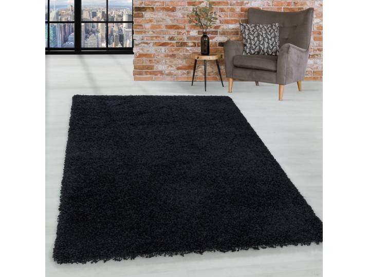 Homebyhome Tapis de Salon Shaggy Uni Tapis Noir 80x250 cm Chambre Tapis Poil Long Moelleux et Doux