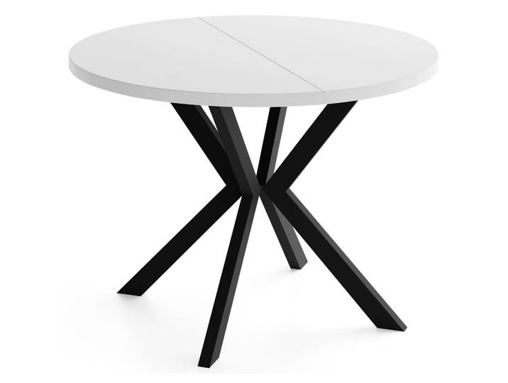 ESSTISCH Valeo runder ausziehbarer, Weiß 100-180/100/76 cm