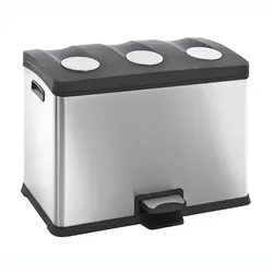 Treteimer Rejoice Recycling Bin 3 x 12 L, EKO Edelstahl matt zur Abfalltrennung mit Kunststoffinneneimer