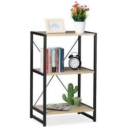Relaxdays Standregal mit 3 Etagen Hellbraun,Schwarz