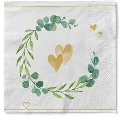 Sovie HOME Serviette Eukalyptus/Herzen aus Tissue 33 x 33 cm, 20 Stück