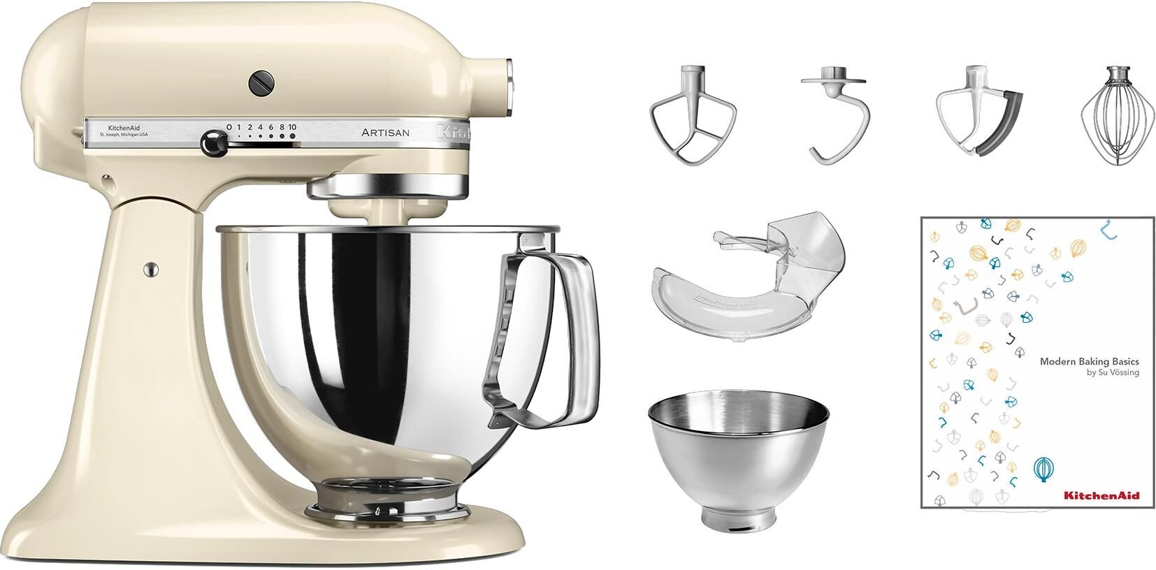 Küchenmaschine "KitchenAid Küchenmaschine Artisan Crème", beige (crème), B:24cm H:37cm T:36cm, Küchenmaschinen, Küchenmaschine crème Einheitsgröße