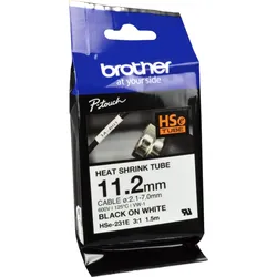 Brother P-Touch Schrumpfschlauch HSe-231E schwarz auf weiß 11,2mm x 1,5m