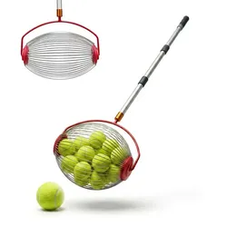 Relaxdays Tennisball Sammler Rollsammler Rot,Schwarz,Silber