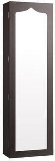 Costway 5 LEDs Jewelry Armoire Wall Mounted / Door Hanging Mirror-Brown