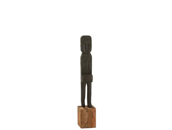 J-Line Boro standbeeld - Hout - Zwart/Naturel