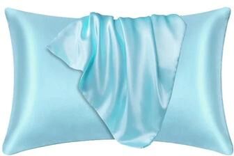 Uplift Essentials Natural Mulberry Silk Pillowcase sky Blue 19.68 In 25.98 In
