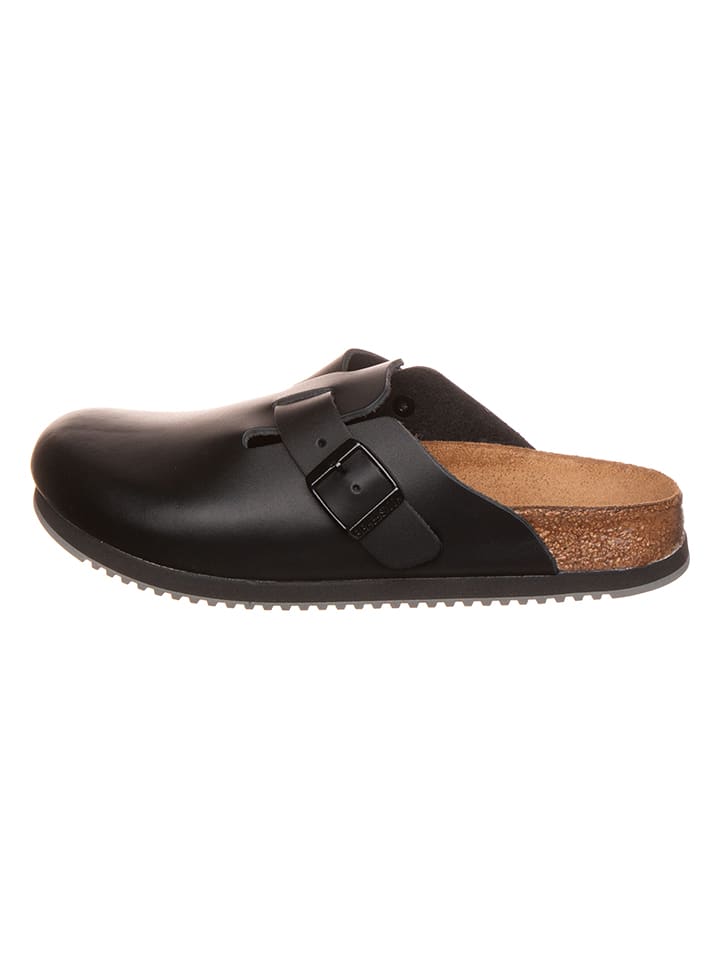 Birkenstock Leder-Clogs "Boston" in Schwarz - Weite S - 38