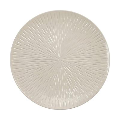 Dekoteller 33cm Kunststoff mit Strahlen Muster - Beige