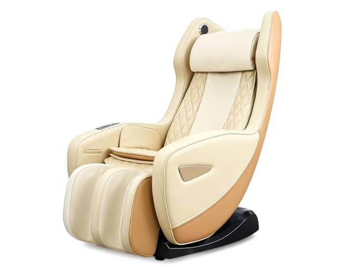 Aspria Massagesessel, Elektrischer Liegestuhl, Bionische Massagetechniken, Bluetooth-Lautsprecher, Platzsparender Relax-Massage-Stuhl für Hotels, Salons, Büro und Heimgebrauch (Creme-beige)