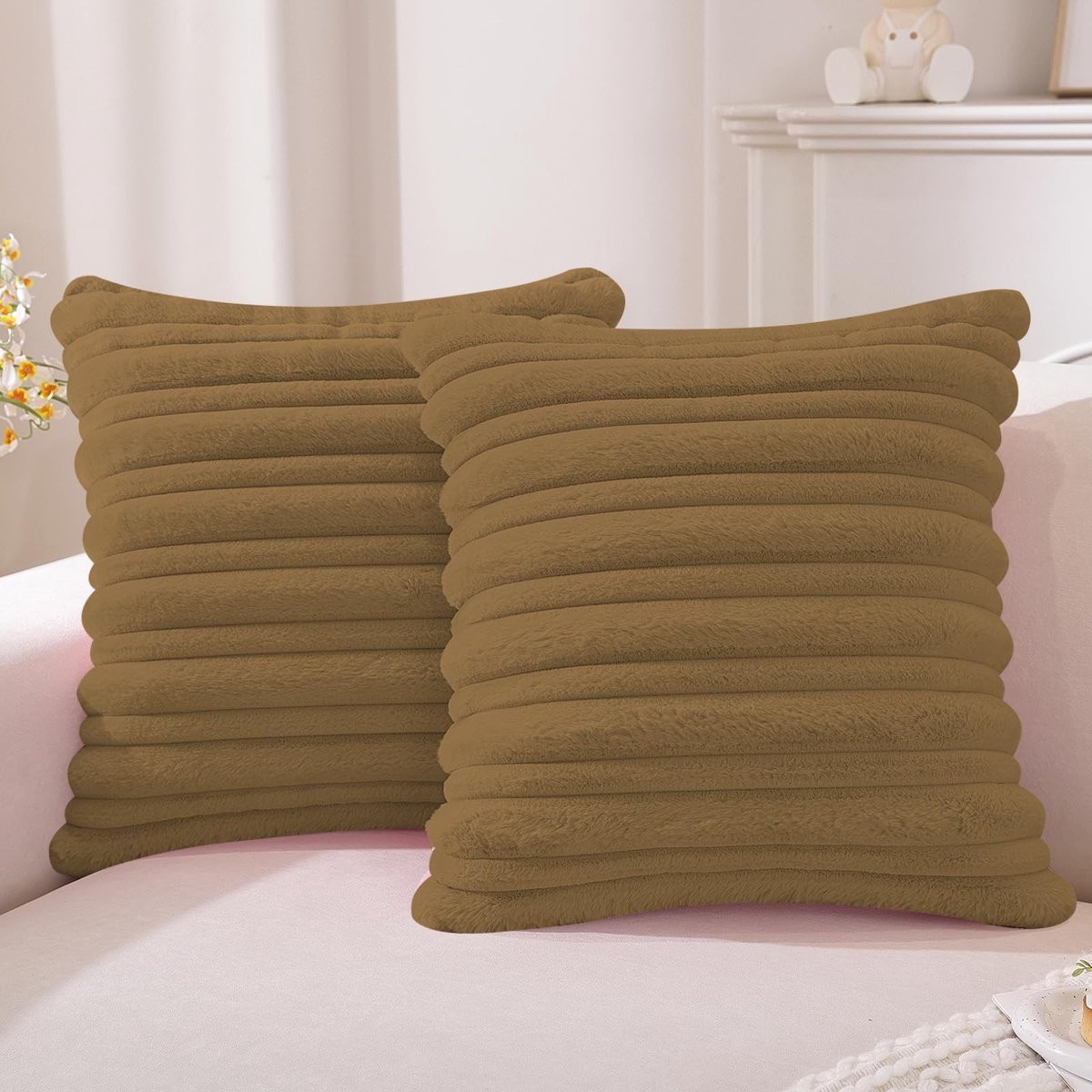 Set van 2 Fluffy Velours Kussenslopen 50x50 cm