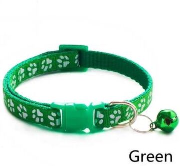 Uplift Picks Colorful Paw Print Adjustable Pet Collar With Bell green