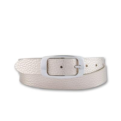 Ledergürtel BERND GÖTZ "Ledergürtel mit silberner Schließe", Damen, Gr. 85, beige (platin), Rindsleder, Gürtel Ledergürtel