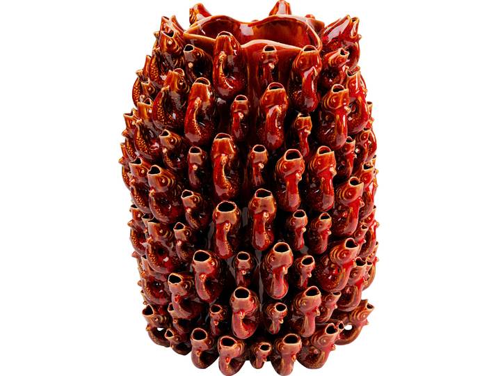 Dekovase KARE DESIGN Goldfish , rot, B:36,5cm H:46,5cm T:36cm, Steingut, Vasen, Dekovase, 47 oder 63 cm