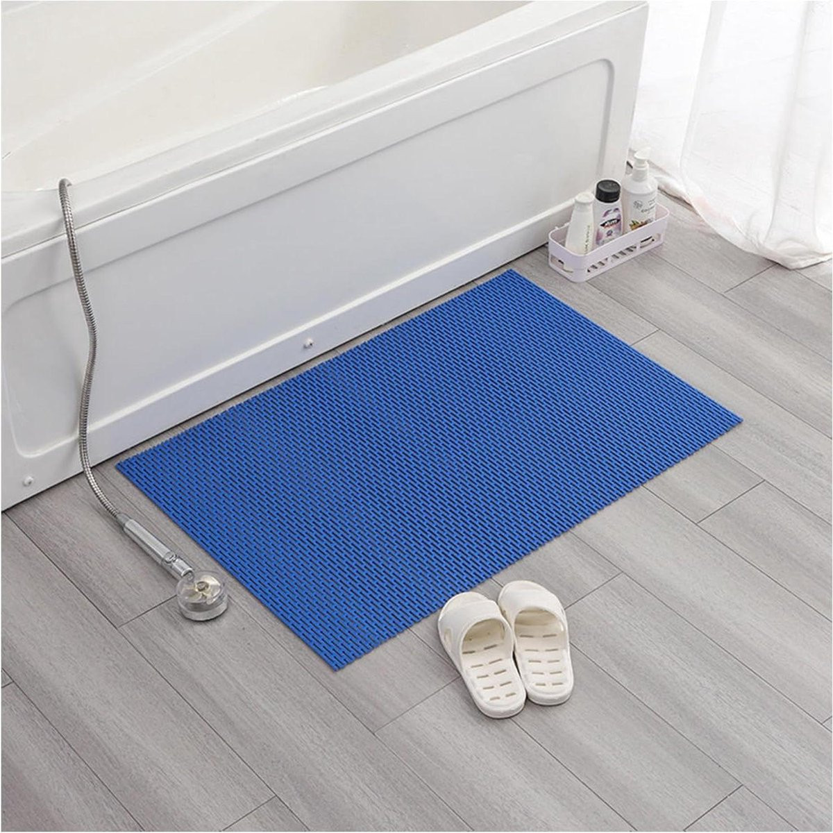 Donkergrijze antislip douchemat voor de badkamer, extra groot en sneldrogend, 100 x 120 cm