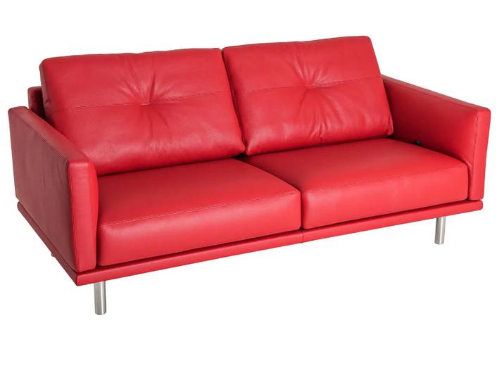 Sofa Moris B: 178 cm Intertime / Farbe: Rot / Bezugsmaterial: Leder