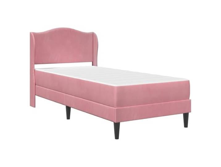 KTHLBRH Bettgestell, Rosa, Samt, 100 x 200 cm Feste Lattenroste, robustes Sperrholz, Unterbettkommode, schwarze Beine
