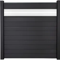 GroJa Solid Steckzaun Sichtschutzzaun mit 30 cm ESG-Glas Designeinsatz Anthrazitgrau Sichtschutz Steckzaun Lamellenzaun