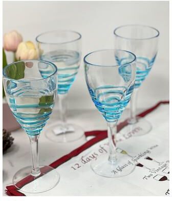 "LeadingWare Swirl Acrylic Wine Glasses Set of 4 (12oz) - 3.5"" W x 3.5"" L x 8.13"" H"