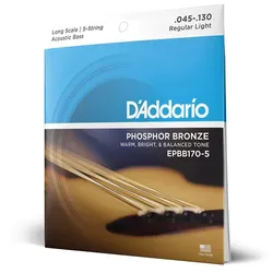 D’Addario EPBB170-5 - 5-String Acoustic Bass Phosphor Bronze, Long Scale 45-130 - Saiten Akustikbass