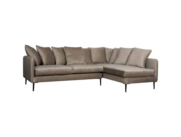 Canapé en velours 5 places angle droit beige