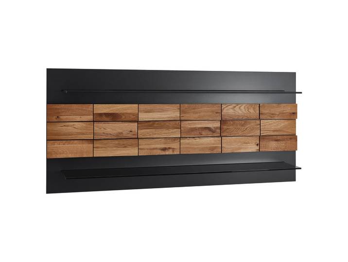 Novel Wandboard, Grau, Eiche, Holz, Glas, Eiche, massiv, 135x60.8x22.5 cm, Küchen, Küchenmöbel, Küchenregale