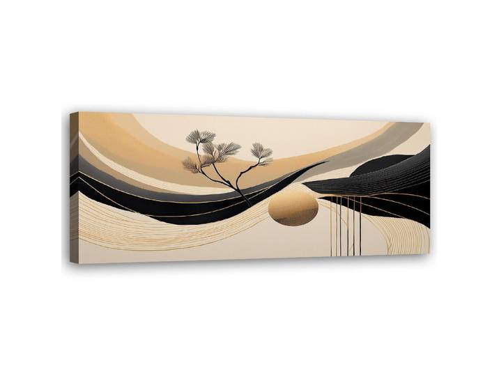 Feeby Wandbild abstrakter geometrischer kreisbaum, Beige, Abstrakt, Rechteckig, 90x30 cm, Bilder & Rahmen, Bilder, Leinwandbilder