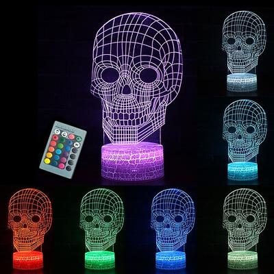 beängstigend schädel nachtlicht 3d illusion lampe 16 farben ändern usb touch schalter tischleuchten schlafzimmer ostern dekoration lampen