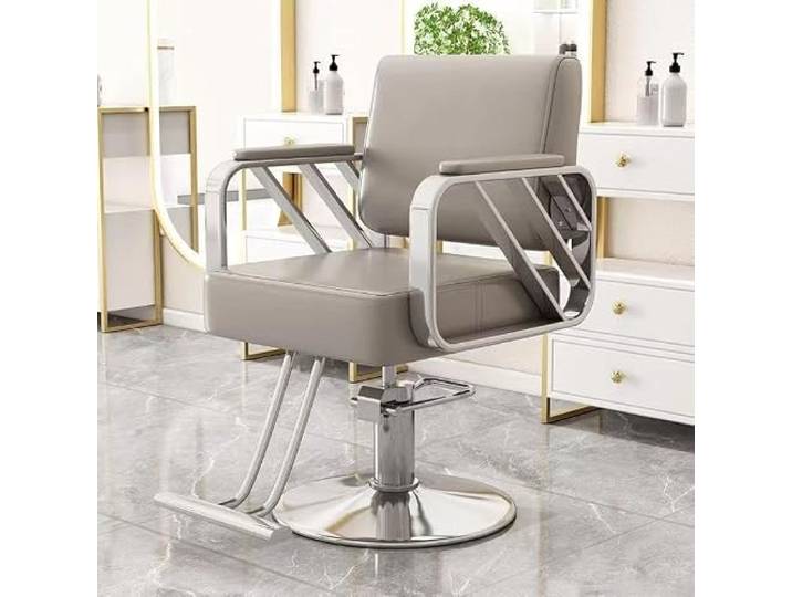 Dalumian Robuster Salonstuhl, Barbershop-Stuhl Um 360° drehbar & höhenverstellbar, belastbar bis 150kg, hoher Sitzkomfort, robuster Tellerfuß(E)