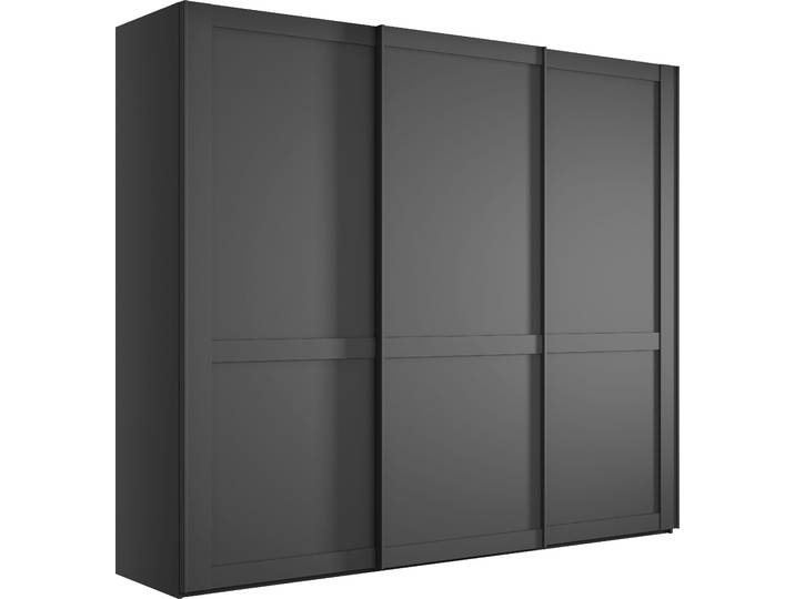 Schwebetürenschrank WIEMANN Göteborg , grau (graphit, dekor), B:246,3cm H:220cm T:67cm, Holzwerkstoff, Schränke, Schwebetürenschrank, Querriegel und Griffleisten im Korpusfarbton