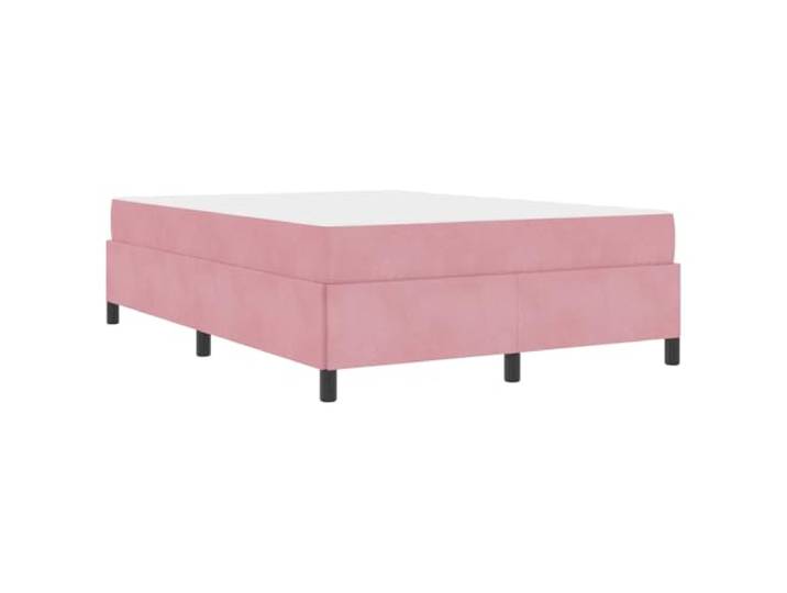 PUGYNBK Bettgestell mit rosa Matratze, 160 x 200 cm, Stoff Holz engineered, mittlere Festigkeit, Taschenfedern, starre Lamellen, minimalistisches Design