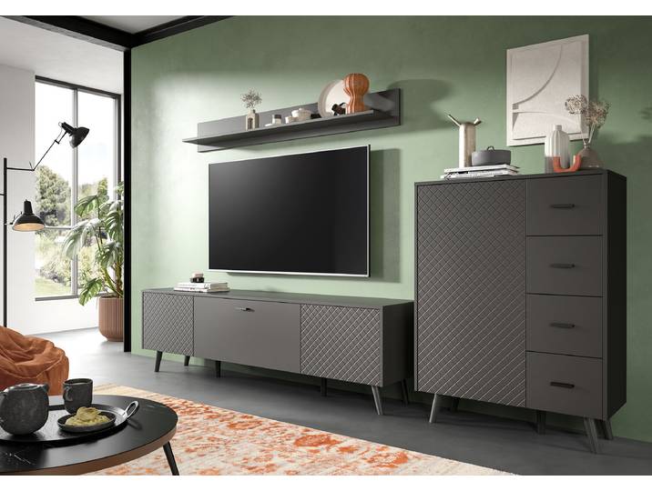 Kommode 84 x 114 x 37cm Grau