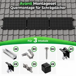 Avanti  Schrägdach  Montageset  Quer  für  3  Solarmodule