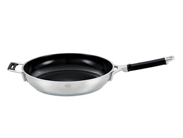 RÖSLE SILENCE PRO ProCeraPlus Bratpfanne Ø 32 cm, Antihaft & Robust - Hitzebeständig bis 260 °C, Keramikversiegelung, Edelstahl 18/10, Silberfarben/Schwarz, 60 x 33,5 x 9,7 cm