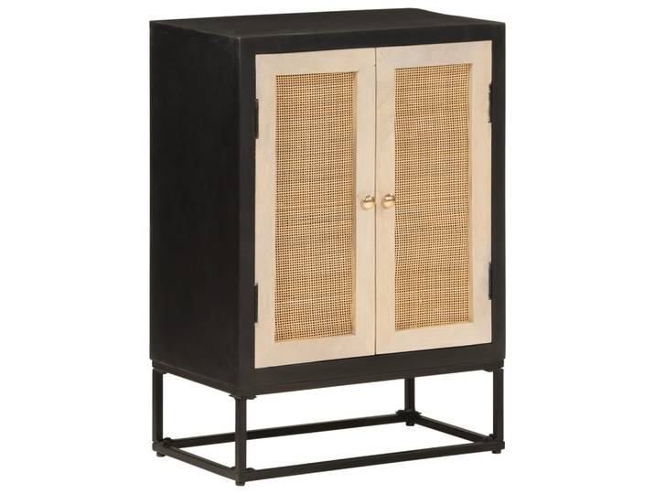 vidaXL Sideboard Schwarz 55x30x76 cm Massivholz Mango und Eisen