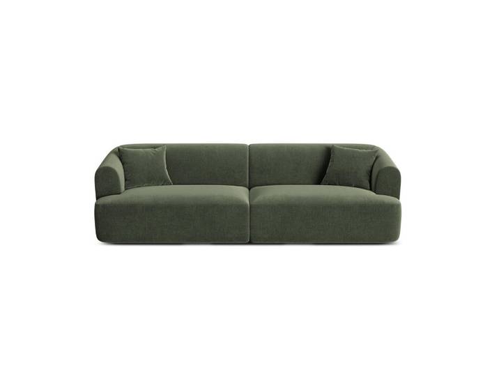 Cosmopolitan Design Modulares-Sofa Campi aus Samt grün 4 Sitzplätze, Grün, 90x70x255 cm, Wohnzimmer, Sofas & Couches, Sofas