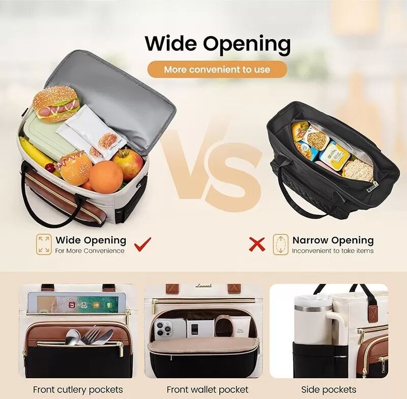INF Tragbare Isolierte Lunchtasche - Stilvolle Farbblock-Tasche für Arbeit & Outdoor Braun