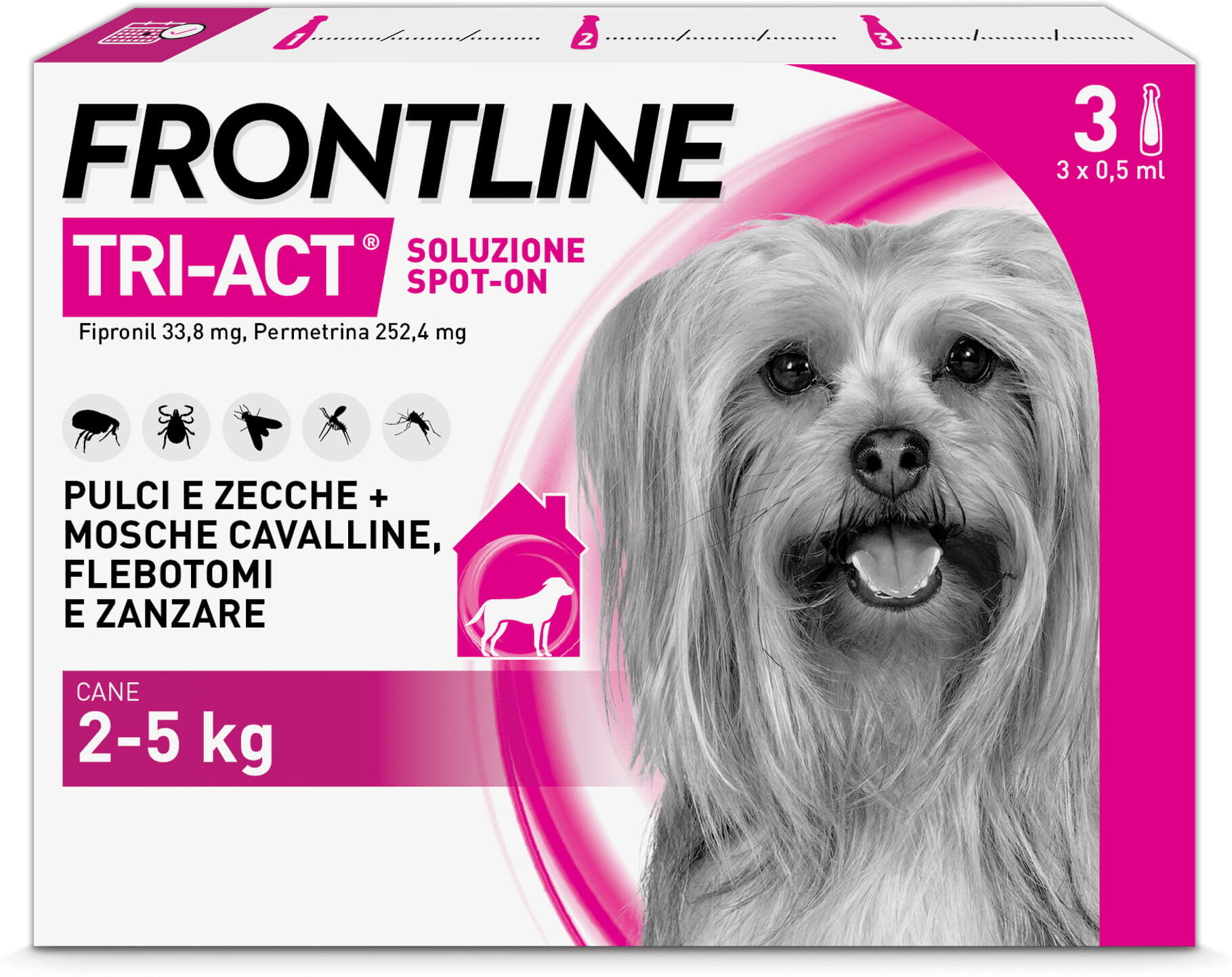 Frontline Tri-Act Antiparassitario Per Cani Contro Parassiti E Insetti Volanti 2-5Kg 3 PIPETTE