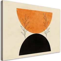 LEINWANDBILD Geometrische Figuren Pflanzen Ziegelrot Schwarz Minimalismus 60x40cm