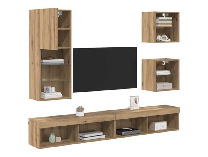 vidaXL TV Wand Einheiten mit LED 5 STK. Artisan-Eiche 100 x 30 x 30 cm